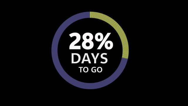 30 Days to go, 30 Days left icon, 30 days to go vector on blck background, Transparent date, 4K HD video with blck and green background alpha channel.Motion graphic.