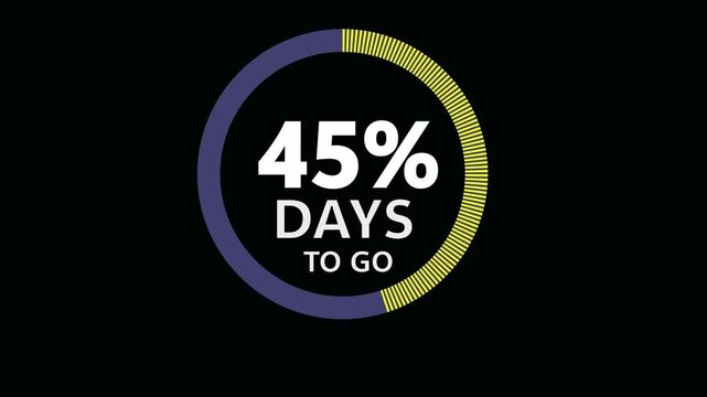 65 Days to go, 65 Days left icon, 65 days to go vector on blck background, Transparent date, 4K HD video with blck and green background alpha channel.Motion graphic.