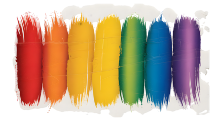 Vibrant rainbow brush strokes against a dark background