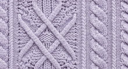 Intricate seamless lavender cable and diamond knit pattern.