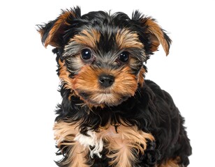 Adorable Yorkshire Terrier Puppy Portrait on White Background: A Cute Pet Image