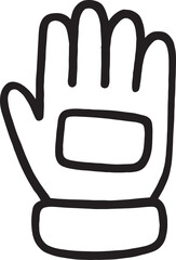 Hiking glove doodle outline vector illustration, ideal for outdoor, adventure, and camping equipment design.