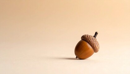 Single Acorn　Minimalist Autumn Background