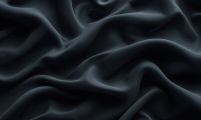 Fototapeta premium Elegant black silk waves flowing on dark background, smooth satin texture and abstract luxury drapery design, minimalist vector backdrop for fashion, banner, wallpaper, and premium branding concept