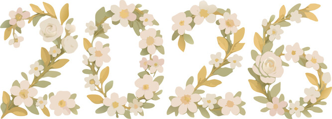 Elegant floral 2026 design element for invitations, greetings, and social media graphics © Pak bambang