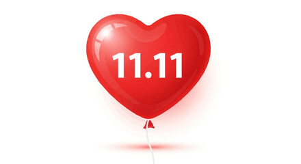 Red heart balloon with 11.11 text for Singles' Day promotion.