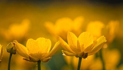 A close-up showcases a cluster of bright yellow wildflowers