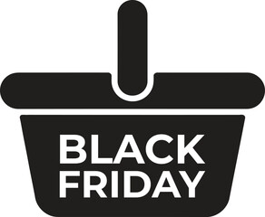 Obraz premium Black Friday shopping basket icon, minimalist design, isolated on white background
