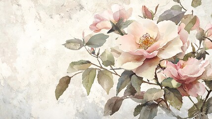 Soft rose watercolor vintage style high resolution picture