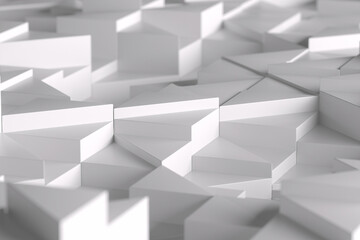 Geometric abstract white pattern for modern interior design and wallpaper art. 3d render