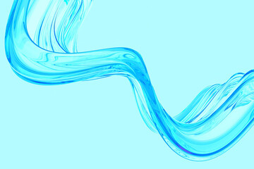 Fluid wave motion on blue background for abstract design and art decor. 3d render
