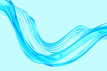 Fluid abstract blue wave on light background for modern design. 3d render