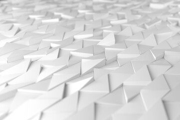 Geometric abstract pattern with white 3d triangles for modern design. 3d render