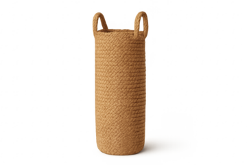 Tall woven natural jute rope storage basket