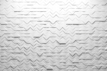 Abstract white geometric wall pattern for modern interior design and architecture. 3d render