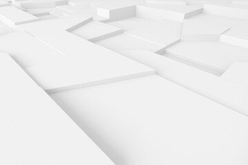 Abstract geometric white surface with 3d polygonal shapes for modern design .3d render