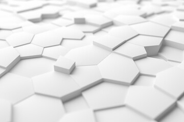Geometric abstract white surface pattern with polygonal shapes. 3d render