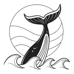 Whale tail in ocean for logo design