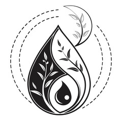 Yin yang symbol with plants