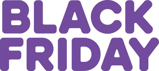 Bold purple Black Friday text, flat design, isolated on white background