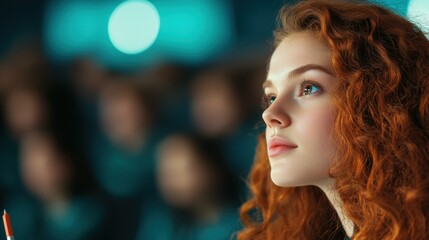 Learning Student taking notes while listening attentively to a lecture.