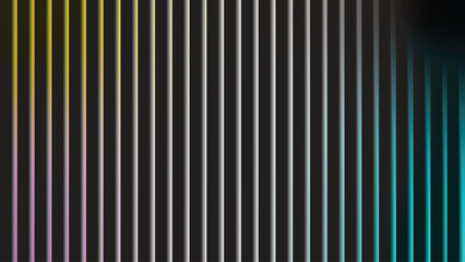 Vibrant Neon Gradient Stripes. Abstract Vertical Lines in Yellow, Cyan & Purple Glow