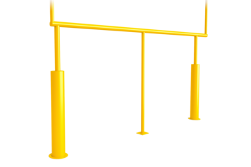 Understanding the design and dimensions of a yellow football goalpost on transparent background
