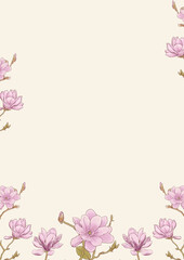 Wedding Invitation Background with Magnolia Watercolor Elegant Floral Design