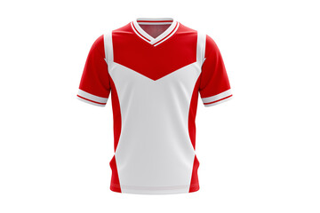 Shop red and white v neck soccer jersey apparel for teams and individuals on transparent background
