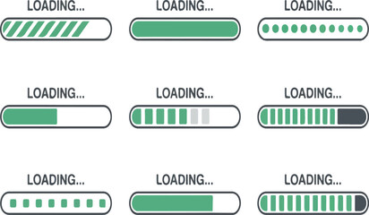 Loading Bar Variations in Green
