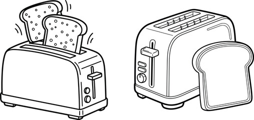 Modern toaster appliance with freshly toasted bread slices for breakfast or snacks