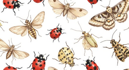 Colorful Insects and Bugs Pattern for Artistic Creations and Designs