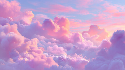 Dreamy sunset clouds over a tranquil sky digital art landscape serene atmosphere aerial view imagination