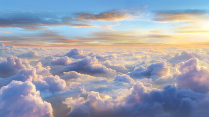 Serene sunset over cloudscape sky digital art tranquil aerial view nature's beauty
