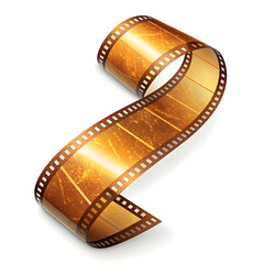 golden film strip isolated on white background