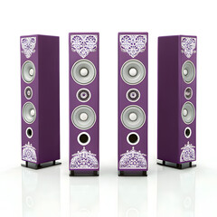 audio speakers on white background