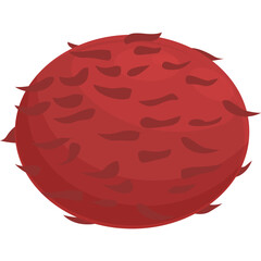 Red Rambutan Fruit Icon Cartoon Style Isolated On Transparent Background With Spiky Texture And Round Shape