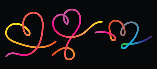 Abstract Color Heart Line Pattern Vector  Gradient Love Shapes Modern Poster Design