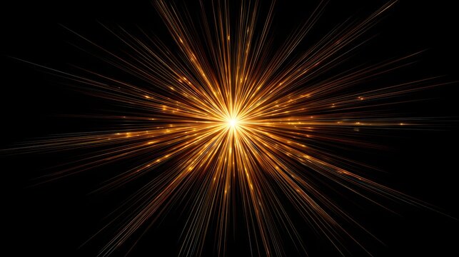 Brilliant golden light bursts outward from a central radiant point against a dark background