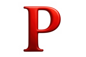 Uppercase letter p glossy red 3d alphabet creating typography and design elements with transparent background