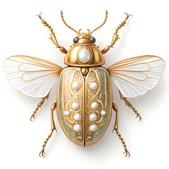 golden beetle isolated on white background 