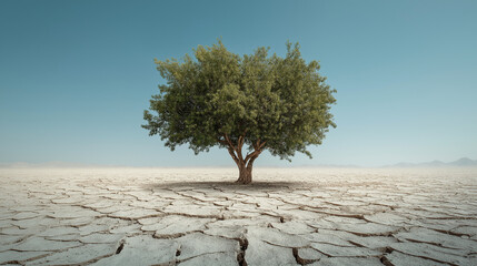 Drought resilient tree standing alone arid landscape photography dry environment wide angle nature's survival