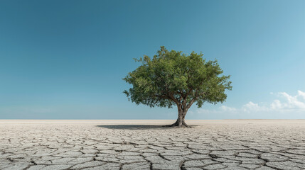 Survival of a solitary tree arid landscape nature photography dry environment wide-angle viewpoint resilience concept
