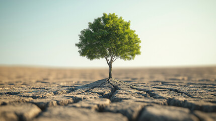 Resilient tree survives drought arid landscape nature photography dry environment close-up view hopeful symbol