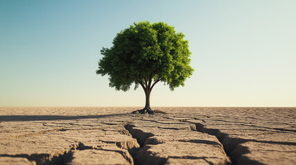 Resilient tree survives parched landscape nature's wonder desert environment captivating viewpoint