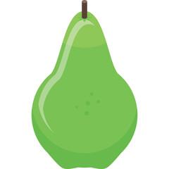 A bright green pear with a brown stem and subtle speckles against a clean transparent background symbolizing healthy eating and detoxifying nutrition