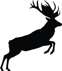 Majestic stag silhouette leaping forest wildlife majestic animal nature silhouette vector