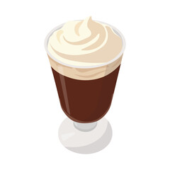 Irish Coffee in Clear Glass with Whipped Cream Toppin