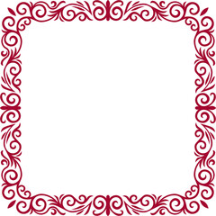 Elegant Red Ornate Square Border, Floral Scrollwork Frame, tiles frame border design, mosaic, marble pattern decoration frame design, floral frame decoration.