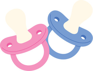 Pacifiers for Baby Boy and Girl, Cute Newborn Dummy Pacifier Set, Soft Silicone Pacifiers with Pink and Blue One illustration